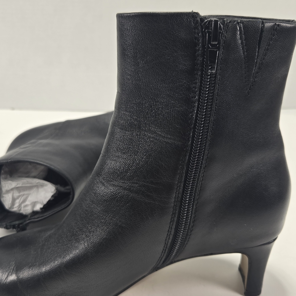 Andre Assous Winter Black Leather Heeled 2.5" Ankle Boots Booties Women's Size 6 - Picture 7 of 11